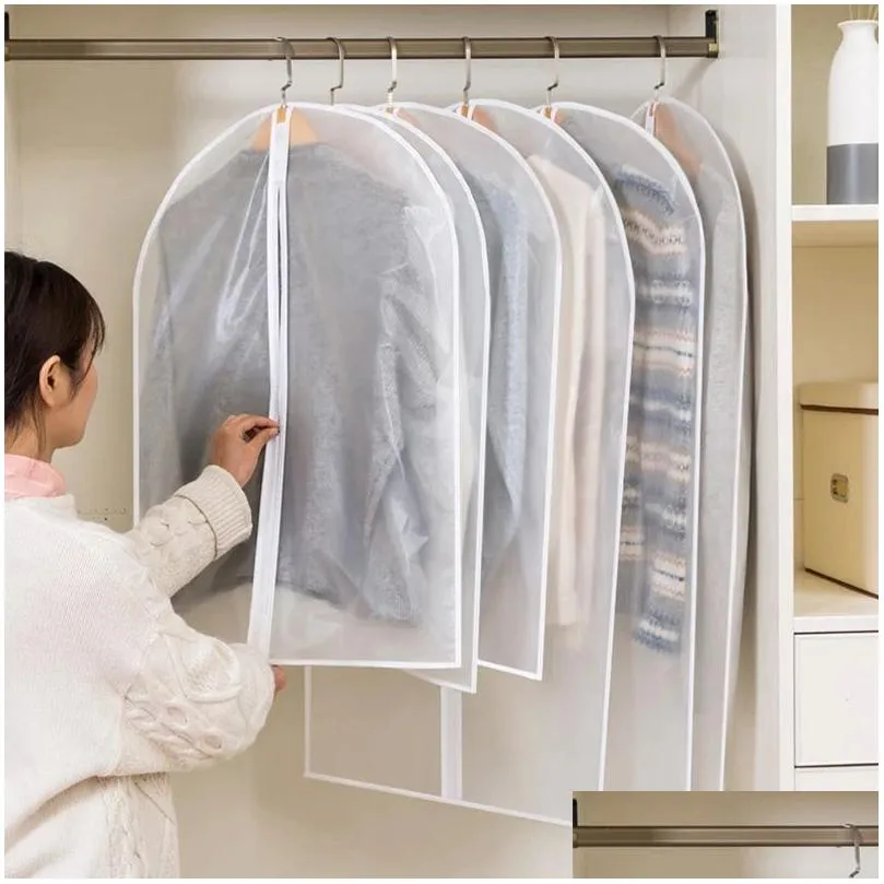 3Pcs/set Garment Top Clothes Hanging Dust Cover Wedding Dress Cover Suit Coat Storage Bag Wardrobe Hanging Clothing Organizer