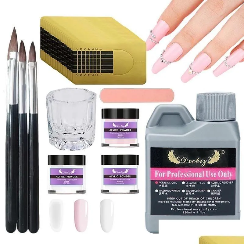 Acrylic Powders Liquids Multifunctional Nail Set Kit Long Lasting Nails With Liquid Monomer Brush Styling Tools For DIY 230712