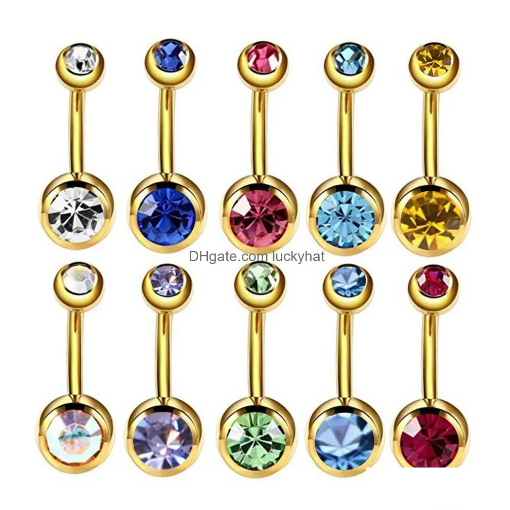 Navel & Bell Button Rings 20Pieces 14G 316Lstainless Steel Assorted Colors Curved Belly For Women Naval Screw Body Jewelry Stud Pierc Dhzrj