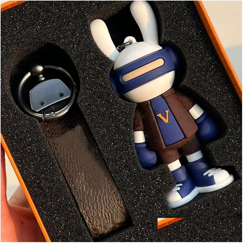 Luxury Cartoon Rabbit Doll printed Keychains Fashion Figure Doll Trendy Decoration Ornaments Magnificent Key chains High Quality Backpack Keychain