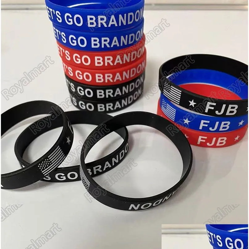 Let`s Go Brandon Silicone Bracelet Party Favor Rubber Wristband Presidential Election Gift Wrist Strap