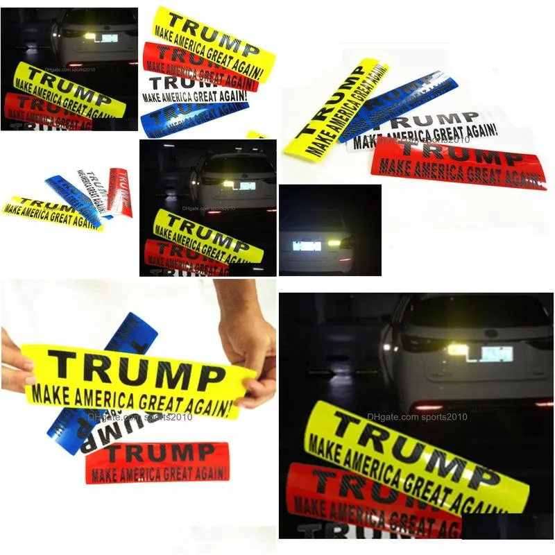 Car Stickers New 6 Colour Donald Trump 8X30Cm Make America Great Again Decal For Styling Vehicle Paster Reflective Bumper Drop Deliver Dhsup
