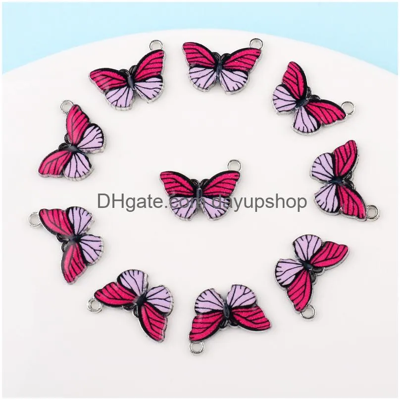 Charms Fashion Colorf Butterfly Clasp Diy Pendants Jewelry Accessories Alloy Drip Oil Keychain Drop Delivery Findings Components Otqfj
