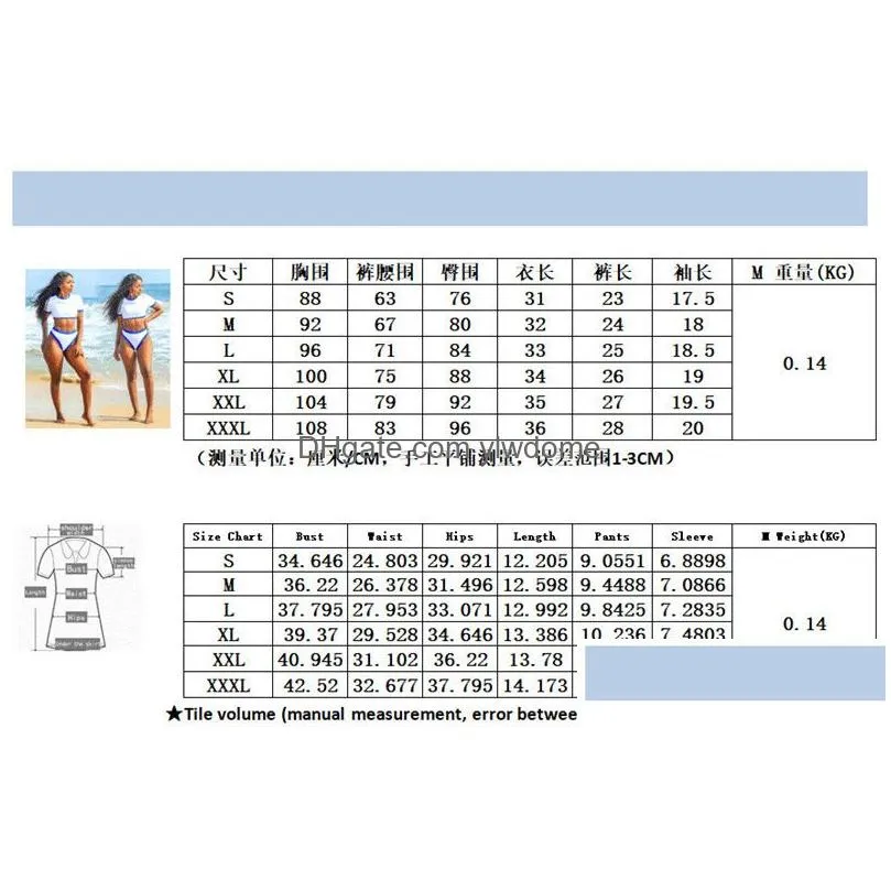 One-Pieces Women Bikinis Set Two Piece Swimsuit Short Sleeve Crop Top Hipster Swimwear Fashion Solid Color Swimsuits Swim Cloth Safing Dhjv6