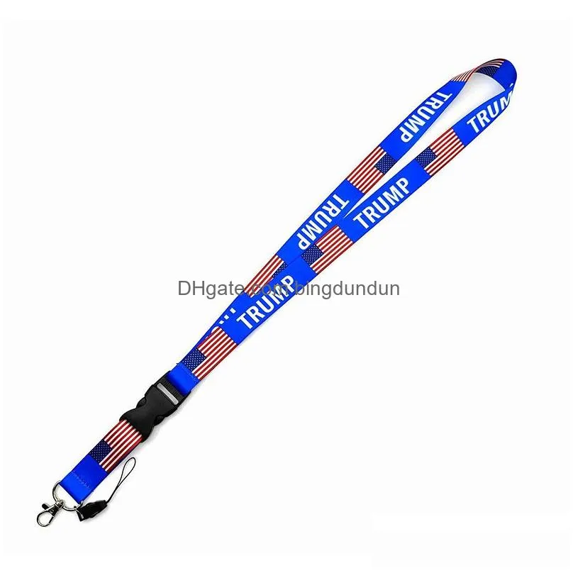 Trump Lanyards Keychain Party Favor USA Flag ID Badge Holder Key Ring Straps for Mobile Phone