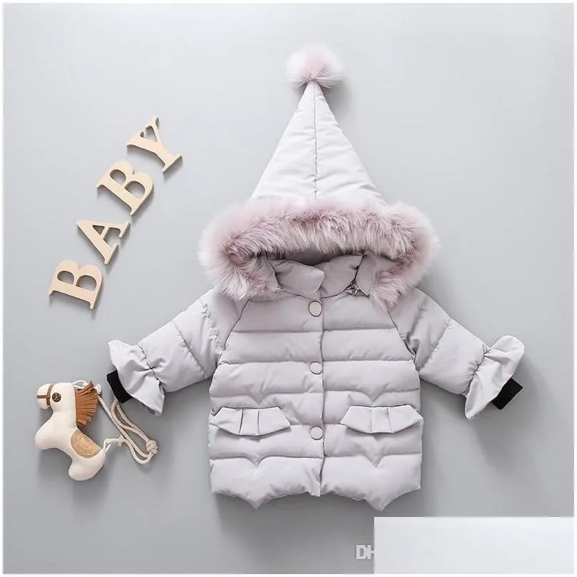 Retail 9 colors kids winter coats boys girls luxury designer thicken cotton-padded down coat infant baby girl jacket hooded jackets