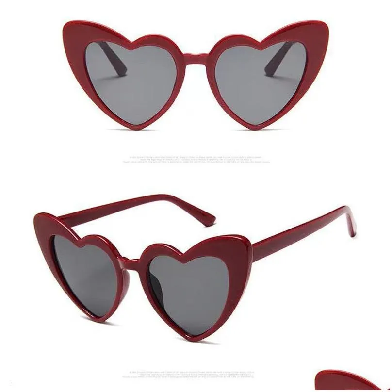 Sunglasses Frames Fashion Uv400 Protection Non Polarized Women Love Heart Sun Glasses Clear Lens Cycing 230629 Drop Delivery Dhney