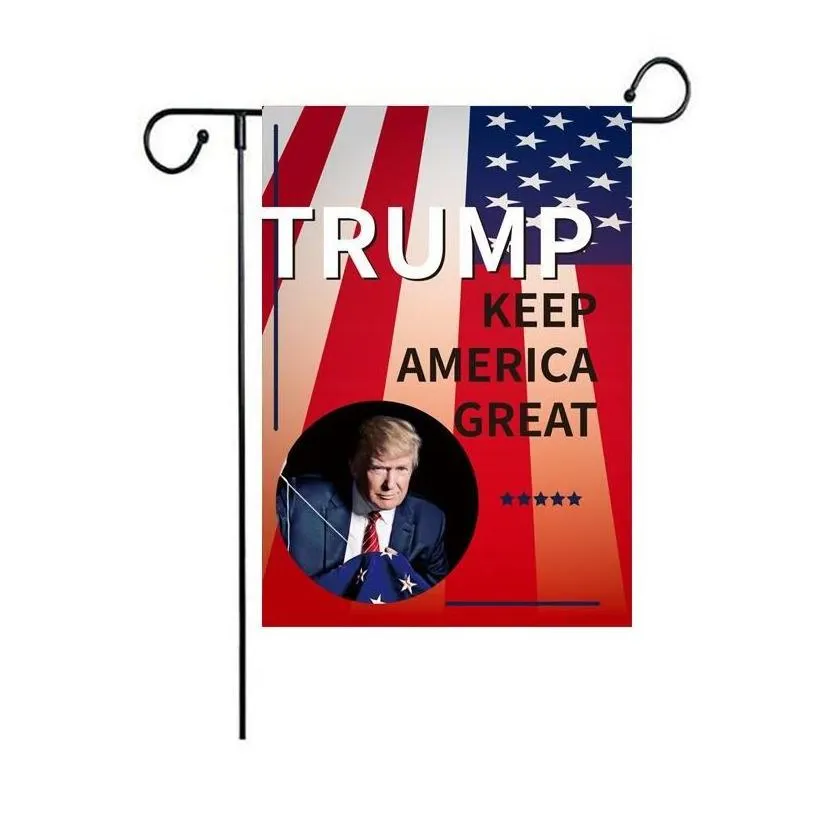 Banner Flags 30X45Cm Trump Garden Flag 2024 New Design Amercia President Campaign Banners Make America Great Again Polyester Flags D