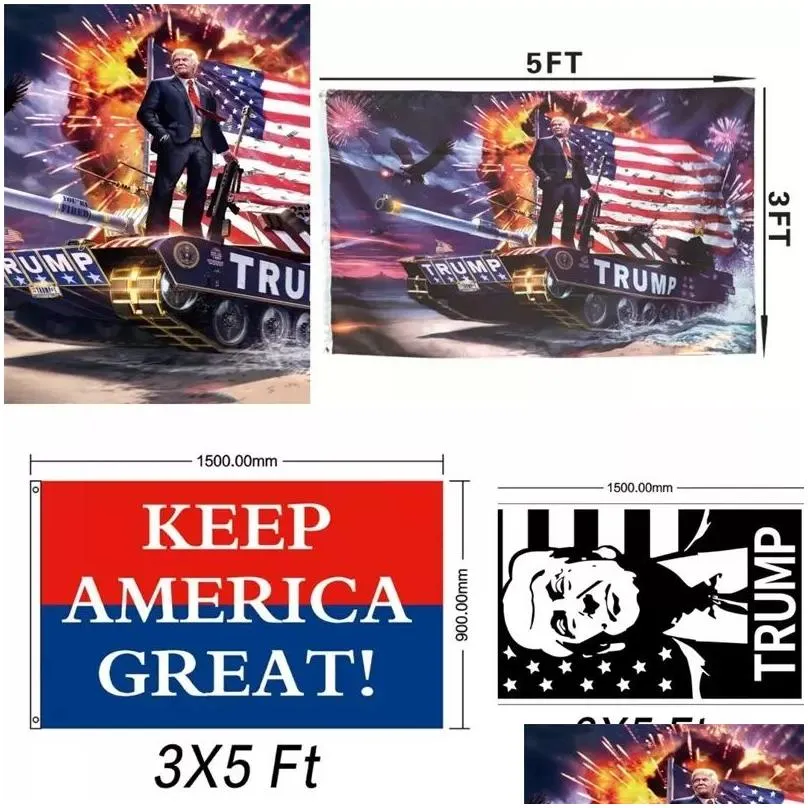 Making Keep America Great Again Flags Donald Trump 2024 Banners United States Presidents In Red Blue Color