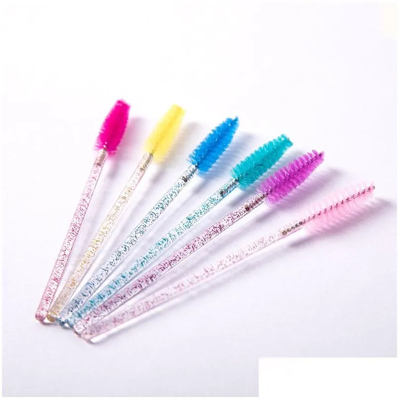 Disposable Eyelash Brush Crystal Diamond Glitter Handle Eyelash Brush Mascara Wands Applicator Grafting Curling Beauty Makeup Eye Lash