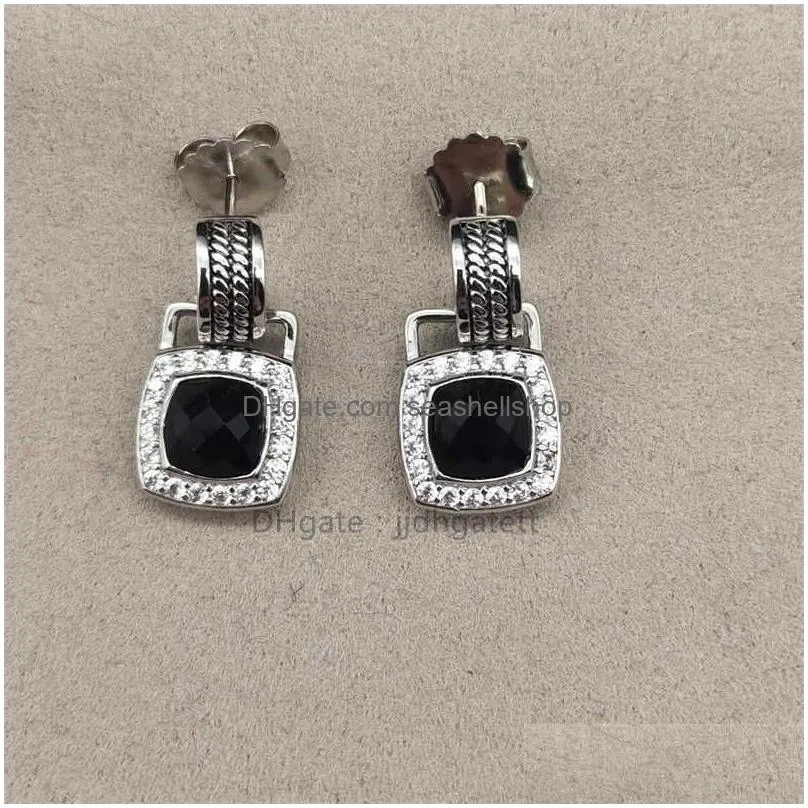 Designer Wholesale Earring Earrings and Cheap Luxury 90% Women Store Elegant Inlaid Black Small Off Cystal Zircon Dangler High Jewelry Banquet Wedding Birthday