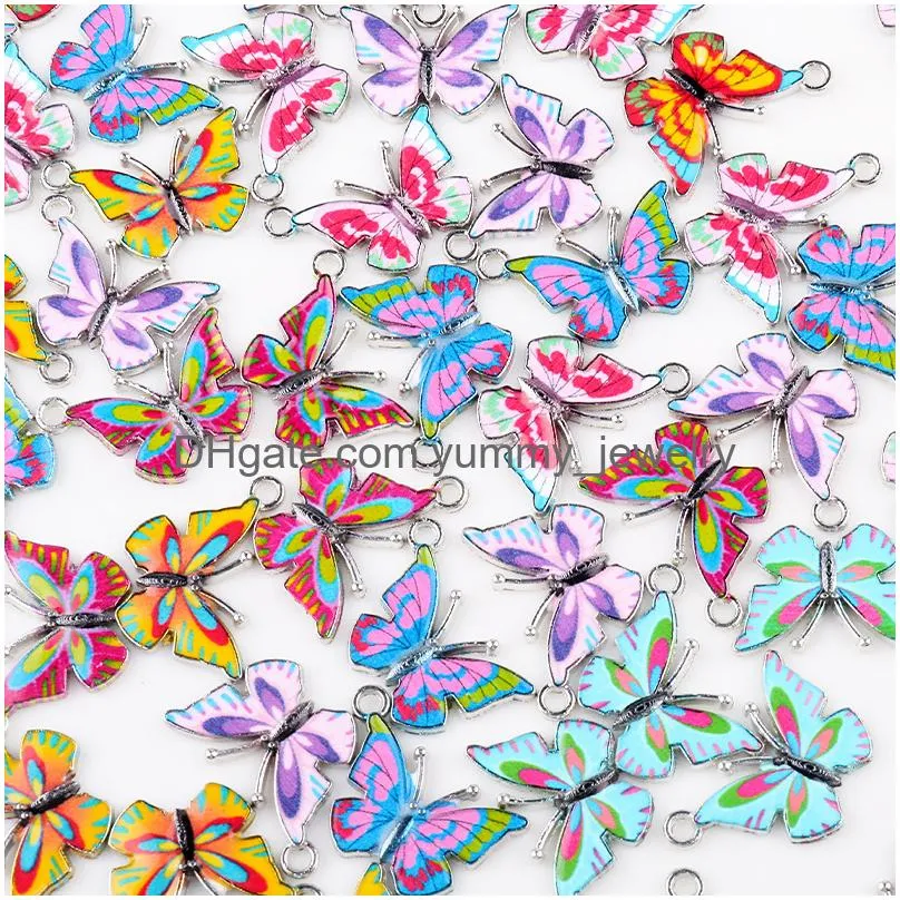 Charms Fashion Colorf Butterfly Clasp Diy Pendants Jewelry Accessories Alloy Drip Oil Keychain Drop Delivery Findings Components Ottjn