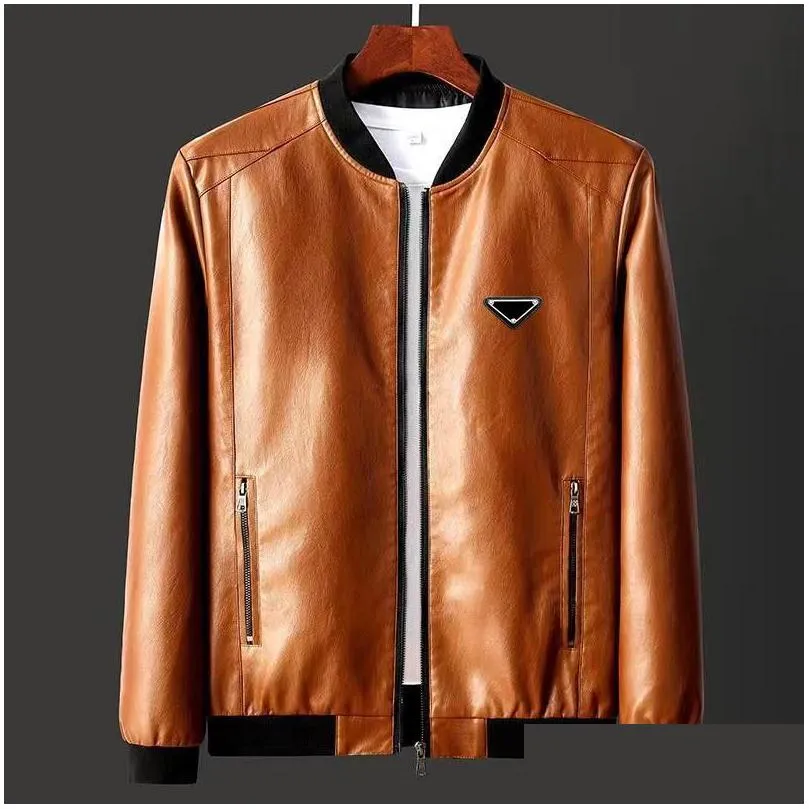 Men`S Jackets Designer Mens Leather Jacket Autumn Spring Stand Collar Zipper Motorcycle Fashion Drop Delivery Apparel Clothing Outerwe Dhh1L
