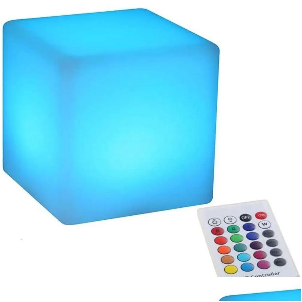 Night Lights E 16-Inch Led Cube Chair Light With Detachable Charging Cordless Remote Control Side Table - 16 Rgb Color Seat For Adt Dhgnp