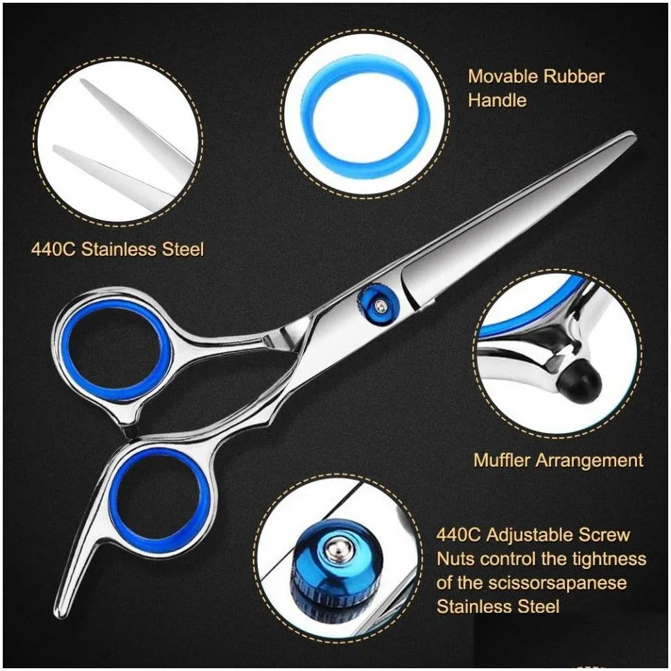 Hairdressing Scissors 6 Inch Hair Scissors Professional Barber Scissors Cutting Thinning Styling Tool Hairdressing Shear 50 pcs free