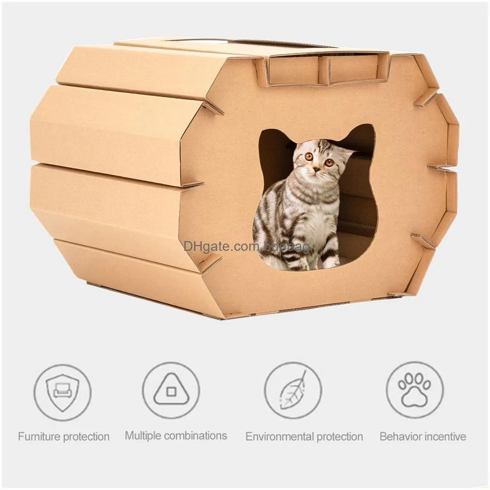 stone diy cat house corrugated paper scratchers board mattress trash can kitten pet carton toy245r