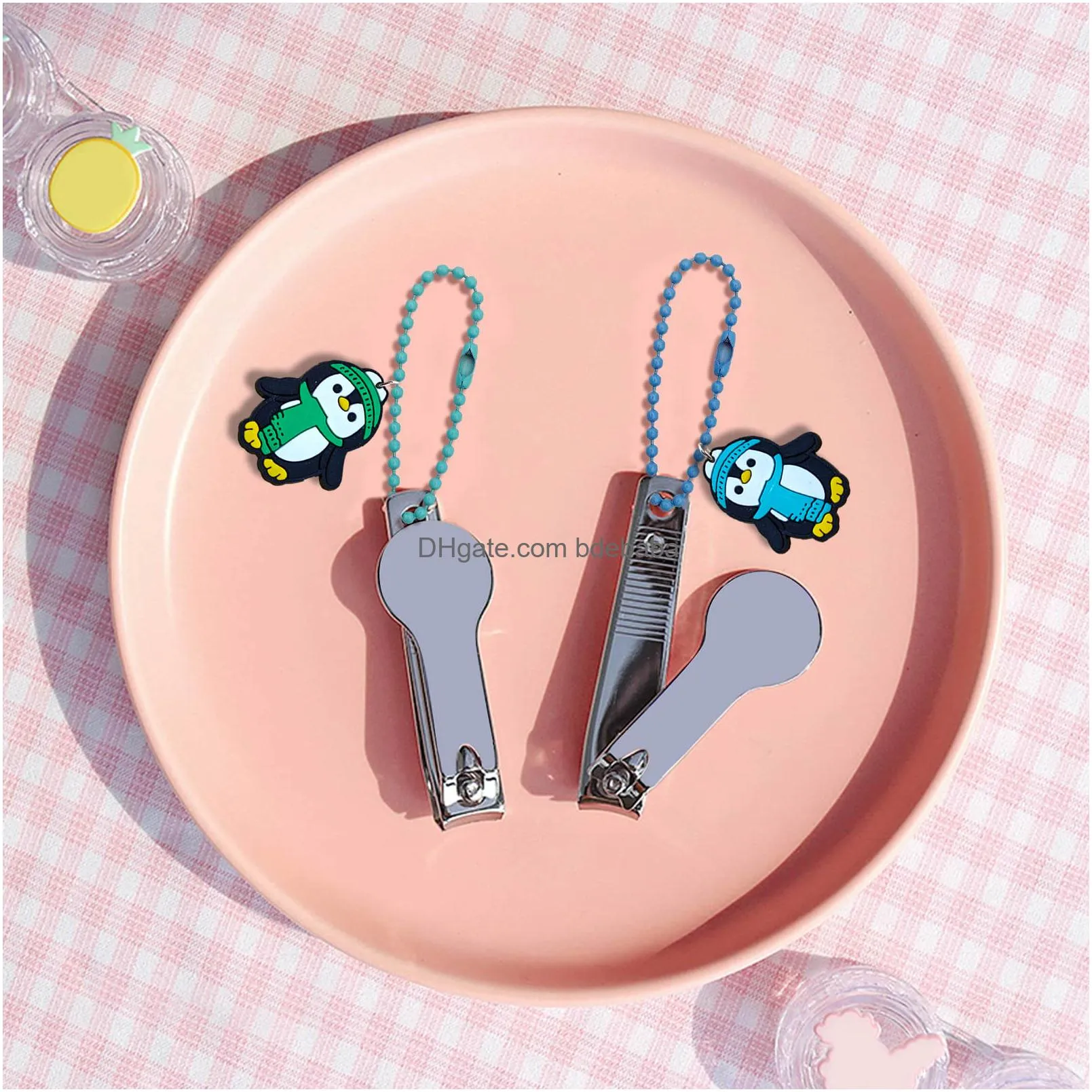 cartoon penguin series keychain key ring ball bead keychains cartoon fashion keyrings charms car key ring for women girls bag