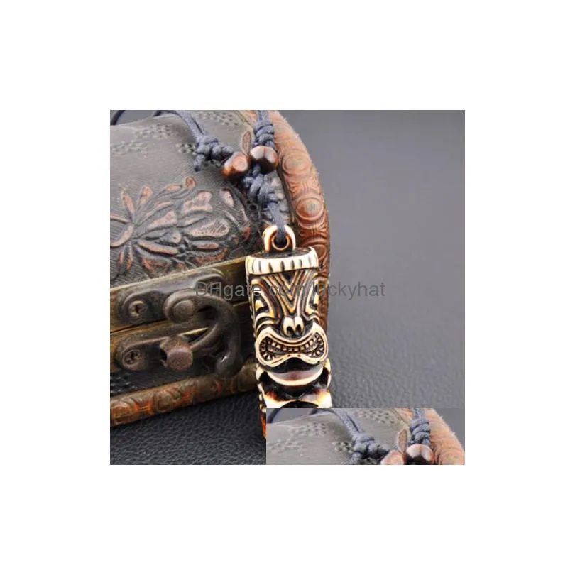 Pendant Necklaces Lot 12Pcs Cool Tiki Totem Necklace Adjustable Whole Jewelry Tk11425100 Drop Delivery Pendants Dhtim