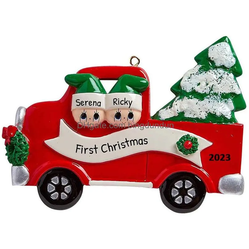 2023 Personalized Red Truck Christmas Family Ornaments In Alloy For Xmas Decoration