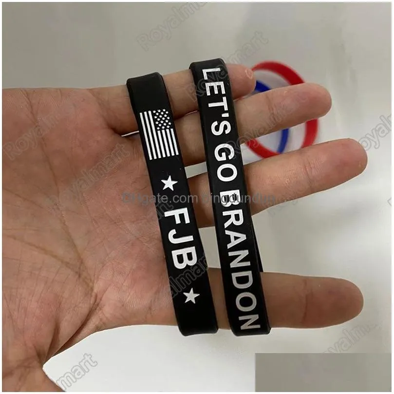 Let`s Go Brandon Silicone Bracelet Party Favor Rubber Wristband Presidential Election Gift Wrist Strap