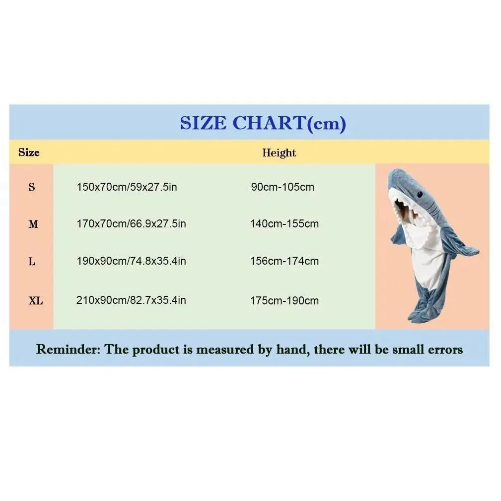 Blankets Cartoon Shark Sleeping Bag Pajamas Office Nap Shark Blanket Karakal High Quality Fabric Mermaid Shawl Blanket For Children Adult