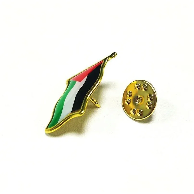 100Pcs Palestine Flag Pin Brooch Country Palestine National Emblem Flag Badge Lapel Pins Flag Brooch Badges Decorations