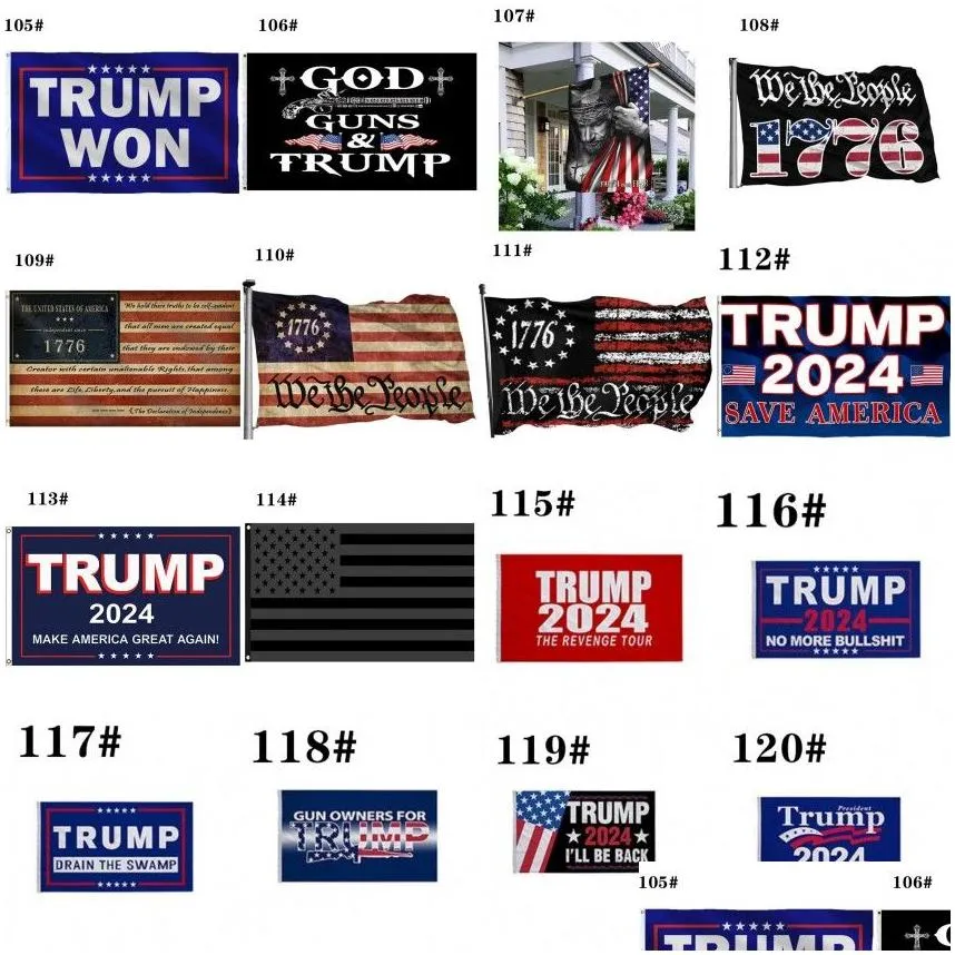 Newest 111 Styles Banner Flags 1776 Trump 2024 Make American Great Again factory direct 3x5 Ft 90*150 cm He`ll be back Impeach Biden Won DHL