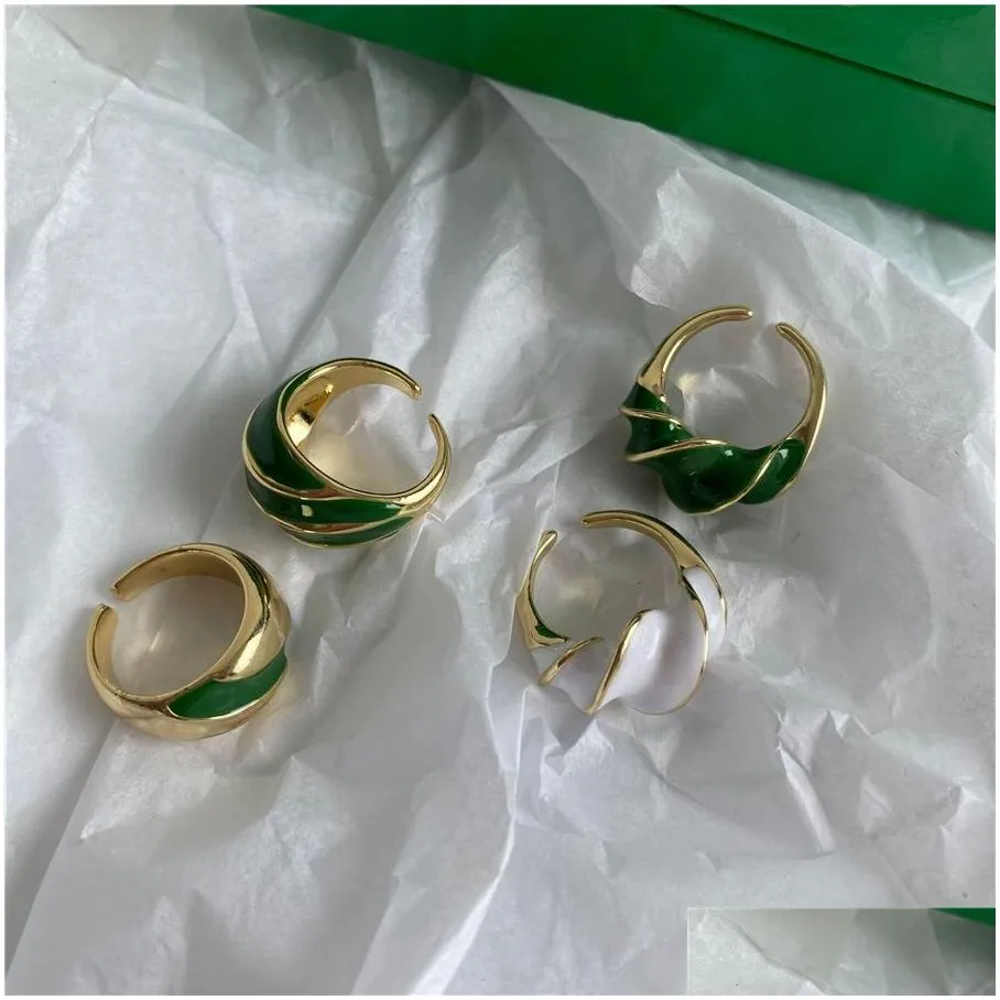Oil painting enamel spiral retro ring ins temperament French irregular pattern wild fashionable jewelry accessories