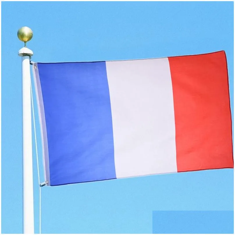 50pcs 90x150cm France Flag Polyester Printed European Banner Flags with 2 Brass Grommets for Hanging French National Flags and Banners