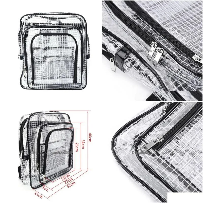 unisex anti-static clear backpack travel shoulder bags pvc rucksack engineer tools bag