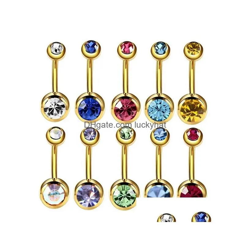 Navel & Bell Button Rings 20Pieces 14G 316Lstainless Steel Assorted Colors Curved Belly For Women Naval Screw Body Jewelry Stud Pierc Dhzrj