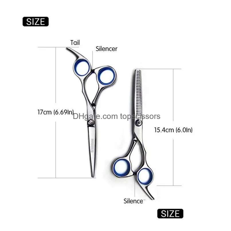 Hair Scissors 6 Inch Cutting Thinning Styling Tool Stainless Steel Salon Hairdressing Shears Regar Flat Teeth Blades Factory Drop Deli Dhhtg