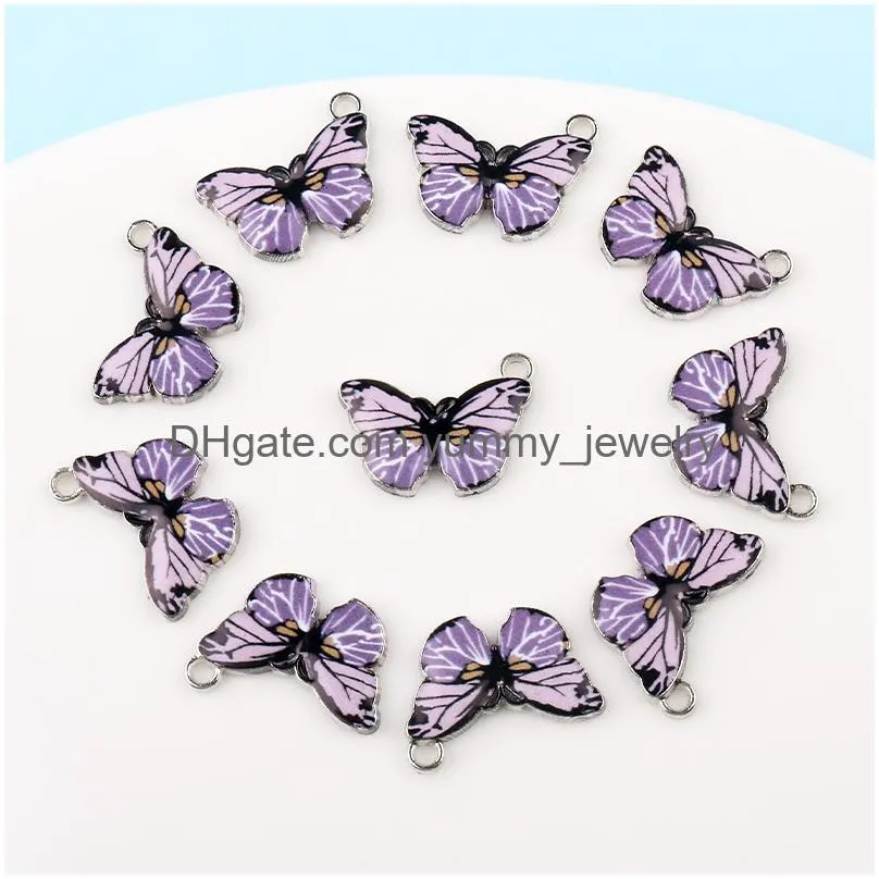 Charms Fashion Colorf Butterfly Clasp Diy Pendants Jewelry Accessories Alloy Drip Oil Keychain Drop Delivery Findings Components Otmnl