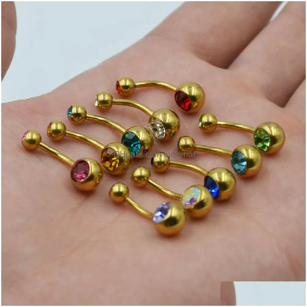 Navel & Bell Button Rings 20Pieces 14G 316Lstainless Steel Assorted Colors Curved Belly For Women Naval Screw Body Jewelry Stud Pierc Dhzrj