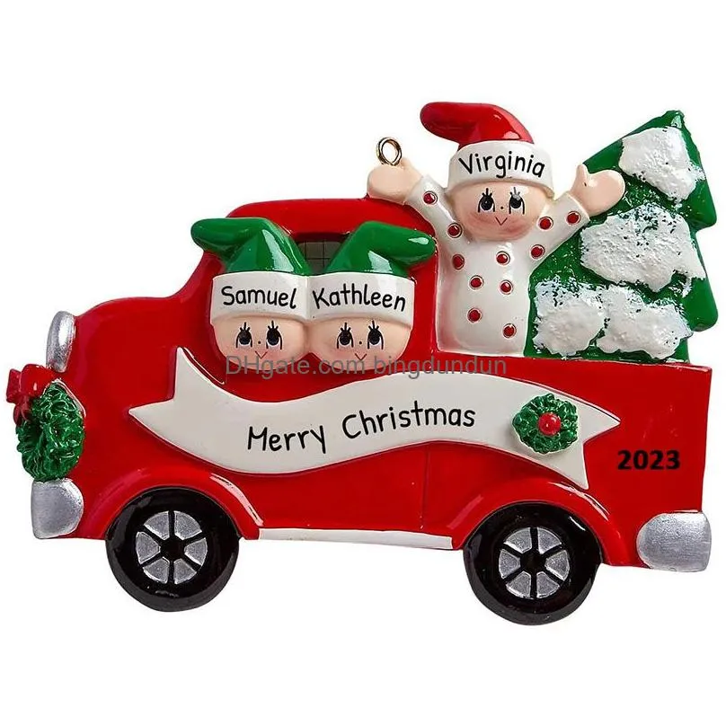 2023 Personalized Red Truck Christmas Family Ornaments In Alloy For Xmas Decoration