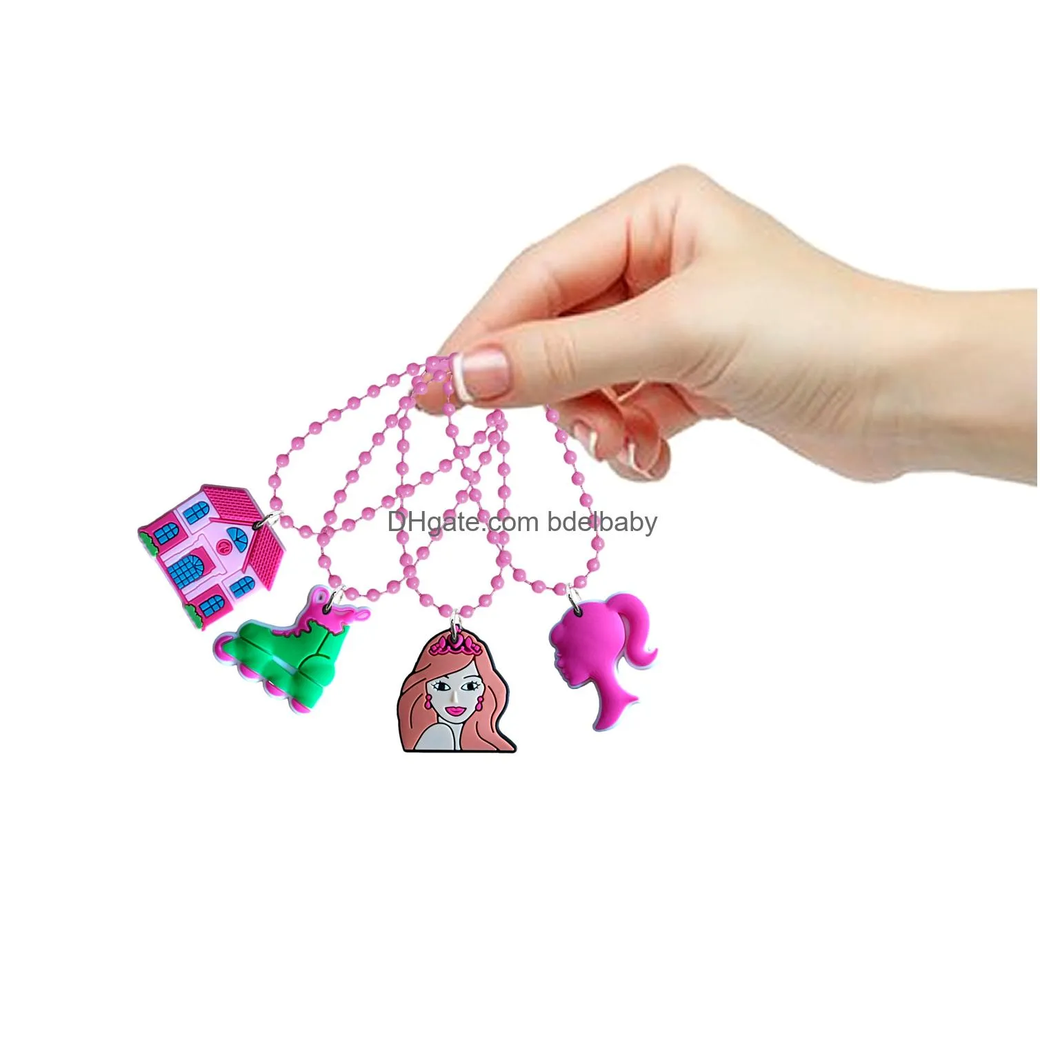 21pcs cartoon keychain bead keychains pink charm key ring hanging chain jewelry accessories for bags girls bracelet shoes