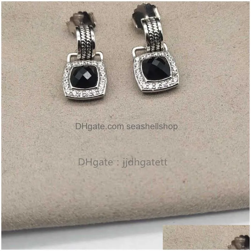 Designer Wholesale Earring Earrings and Cheap Luxury 90% Women Store Elegant Inlaid Black Small Off Cystal Zircon Dangler High Jewelry Banquet Wedding Birthday