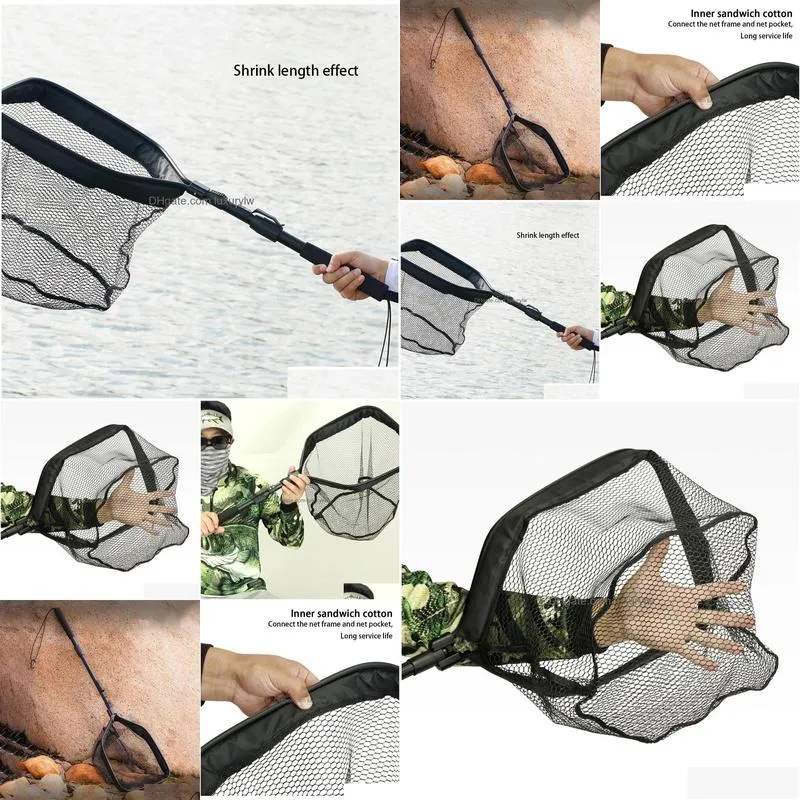 Fishing Accessories Telescopic Net Portable Foldable Landing Mesh Trap Tackles Tool Lure Stream Fish Cast Drop Delivery Sports Outdoor Dhk60