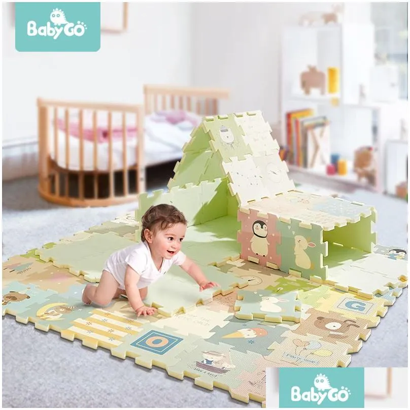 BabyGo Puzzle Baby Play Mat XPE Foam Waterproof 2cm Thickened children`s Carpet Crawling Pad Living Room Activity Floor Mat 210402