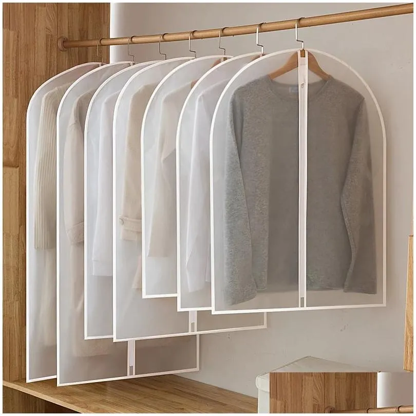 3Pcs/set Garment Top Clothes Hanging Dust Cover Wedding Dress Cover Suit Coat Storage Bag Wardrobe Hanging Clothing Organizer