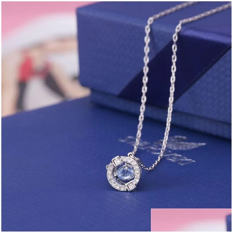 Pendant Necklaces Jewelry Necklace Mticolor Crystal Round Smart Womens Beating Heart Clavicle Drop Delivery Dhpba