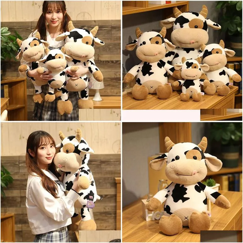 Stuffed & Plush Animals Hubby Calf P Toy Black And White Cow Doll Sofa Throw Pillow Cloth Lovers Gift For Boys Drop Delivery Toys Gift Dhapb