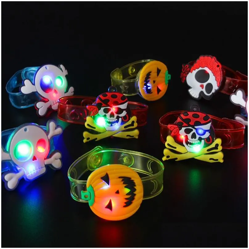 Christmas Decorations Bracelet Sile Wristband Decoration Glow Watch Band Led Luminous Toys Kids Wrist Strap Halloween Party Supplies Dhk9J