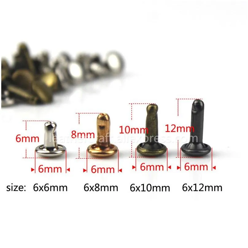 Craft Tools 6Mm 8Mm Metal Double Cap Rivets Studs Round Rivet For Leather Bag Belt Garments Hat Shoes Pet Collar Diy Repair Drop Del Dhstp