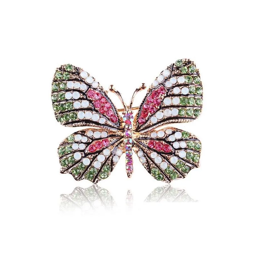 Pins, Brooches Big Butterfly Brooch Luxury Crystal Pin For Women Party Banquet Rhinestone Pins Clothese Accessories Drop Delivery Jew Dhcql