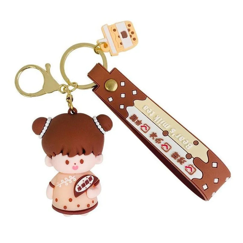 Plush Keychains Cartoon Milk Tea Couple Key Chain Action Figure Pendant Car Sile Accessories Cute Bag Drop Delivery Toys Gifts Stuffed Dhsem