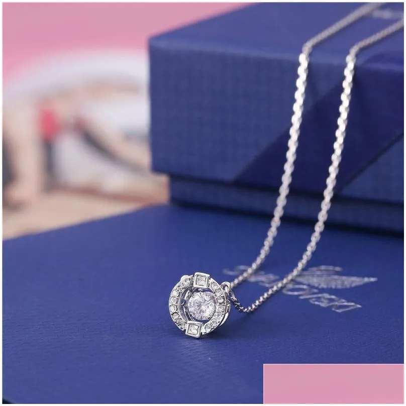Pendant Necklaces Jewelry Necklace Mticolor Crystal Round Smart Womens Beating Heart Clavicle Drop Delivery Dhpba
