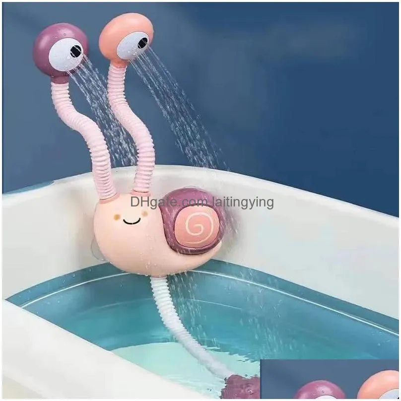 bath toys water game snail spraying faucet shower electric spray toy for baby bathtime bathroom kids 231218