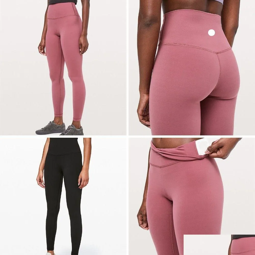 LU-3027 Women Solid Color Yoga Leggings High Waist Designers Pants Sports Elastic Wear Workout Pants