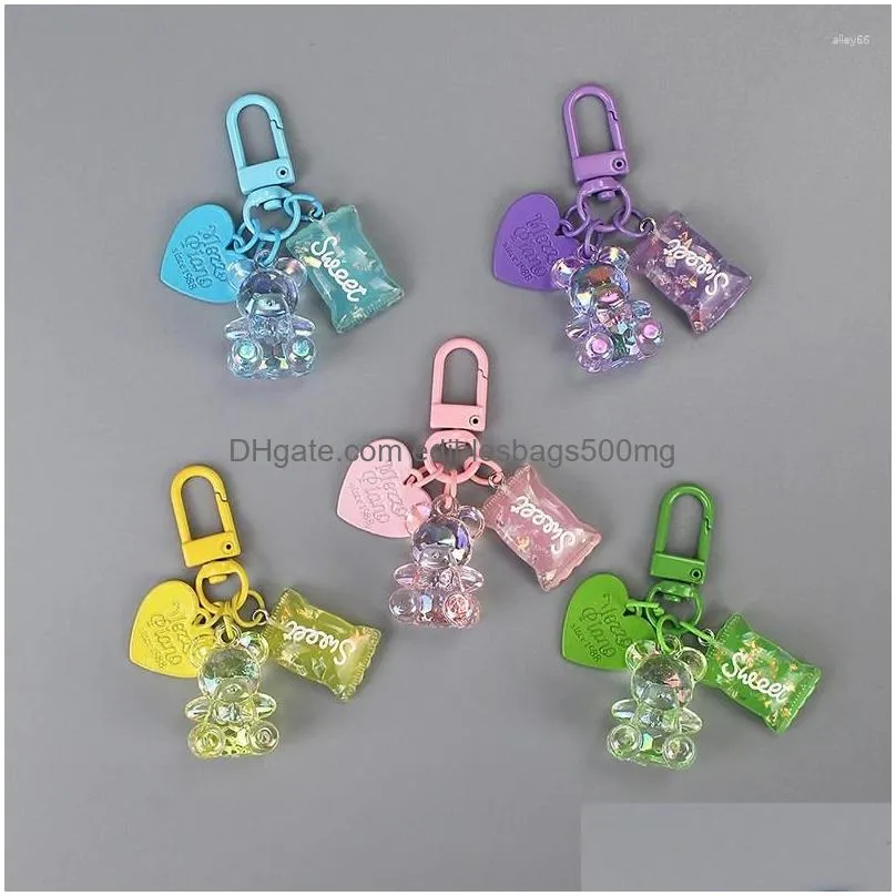 Other Home Decor Keychains Bling Heart Animal Candy Keychain Key Ring For Friend Lovers Cute Creative Bag Car Earphone Box Accessori Dhaef